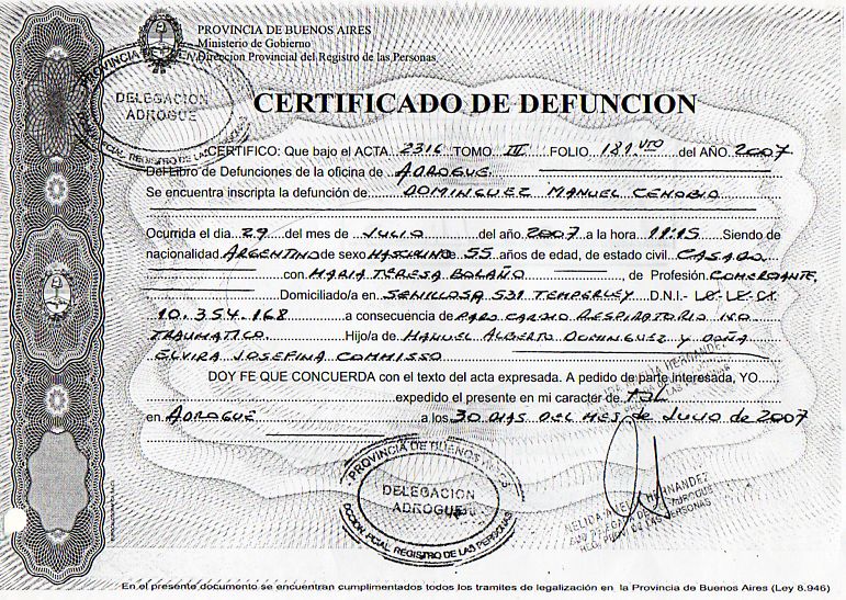Defunci&oacute;n